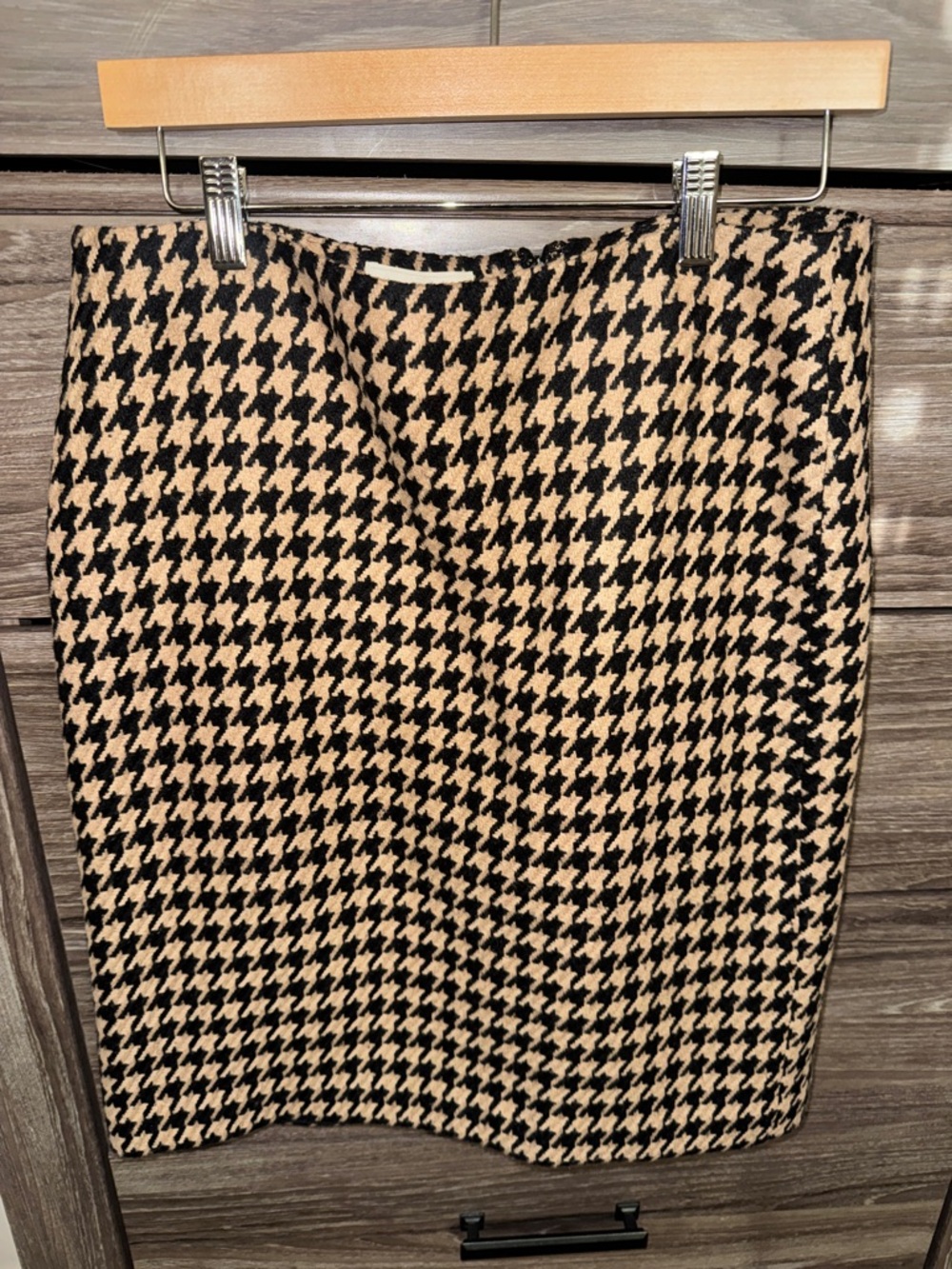 Talbots Wool Blend Houndstooth Skirt - Black & Camel